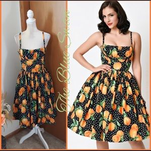 VGUC Bernie Dexter Paris Orange Citrus Sun Dress L